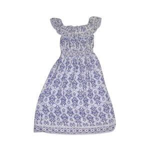 Max Studio Women's Off the Shoulder Smocked Waist Midi Dress Size Large Baroque